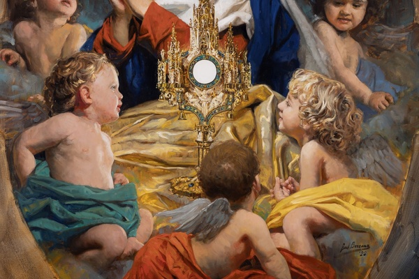 Virgen eucarística palio detalle