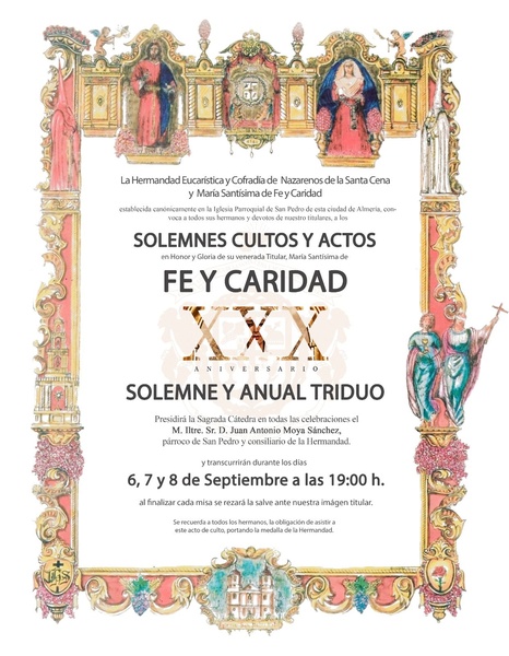 Cartel triduo fe y caridad 2020